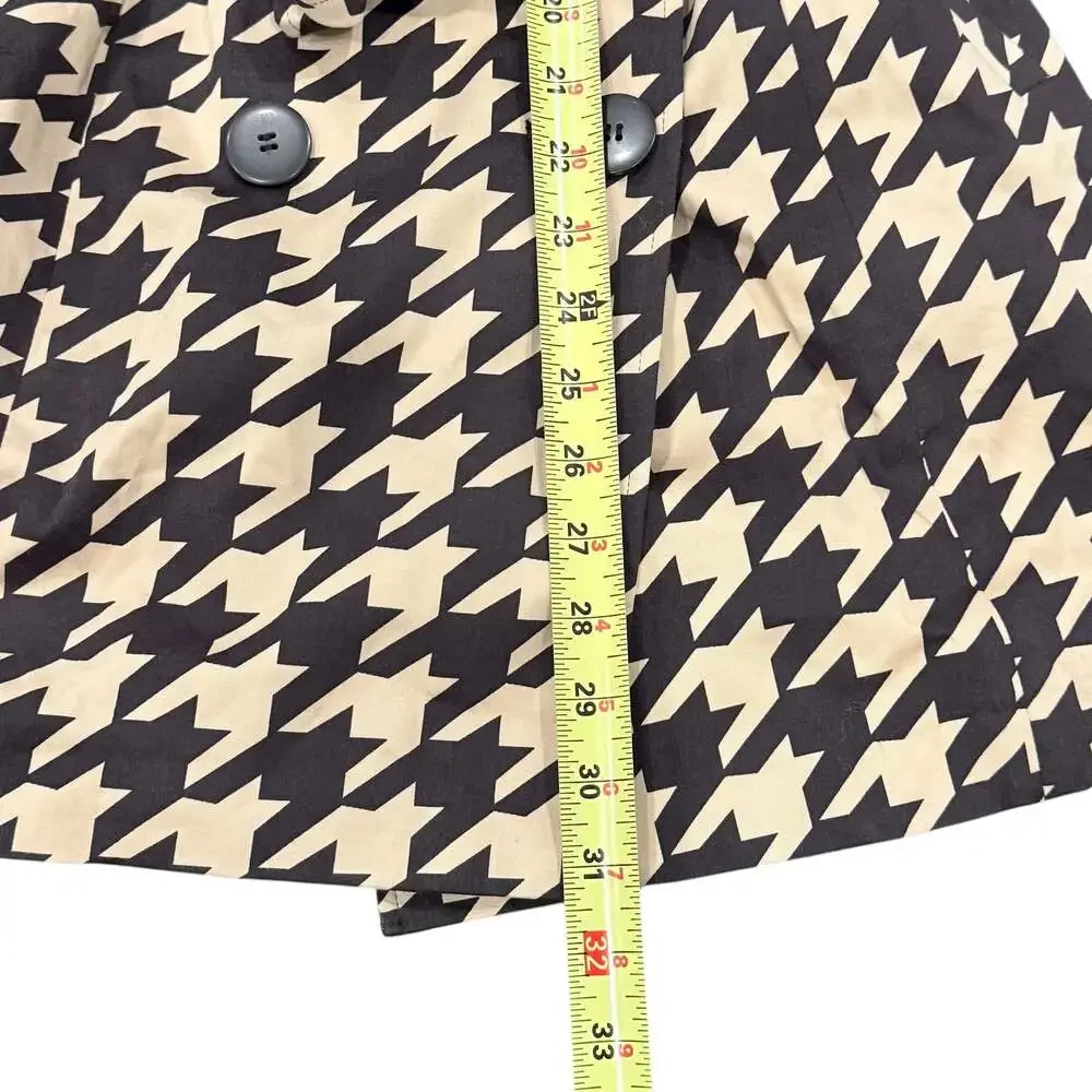 Women’s Vertigo Paris Tan and Brown Houndstooth Belted Trench Coat Sz xs - Picture 6 of 6